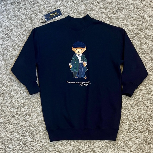 Polo Ralph Lauren Kids Bear Fleece Embroidered Sweatshirt Dress—‘RL Christmas’ - Picture 2 of 11